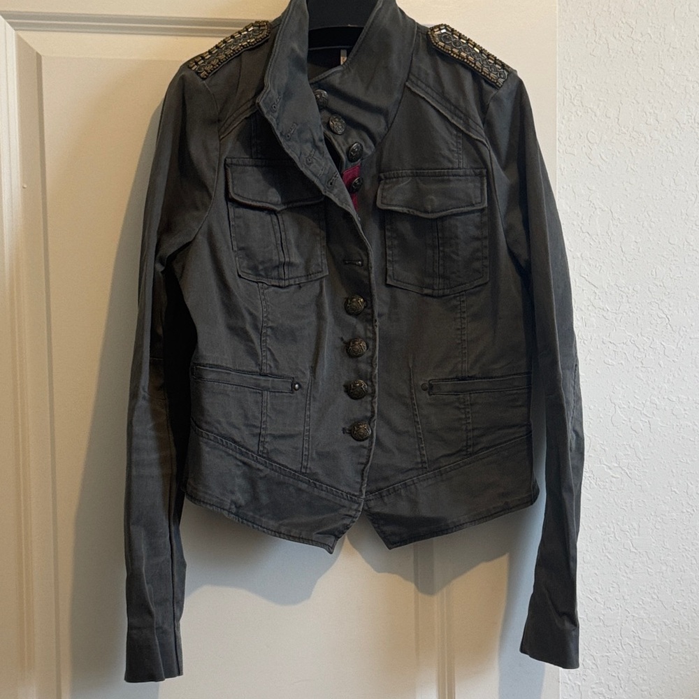 Free People Women's Gray Military Style Jacket